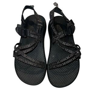 Chaco ZX3 Womens Size 9 Black White Three Strap Classic Toe Loop Sport Sandals